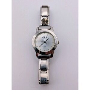 Clover ORA Beautiful Round Silver Tone Dial Expansion Bracelet Watch New Battery